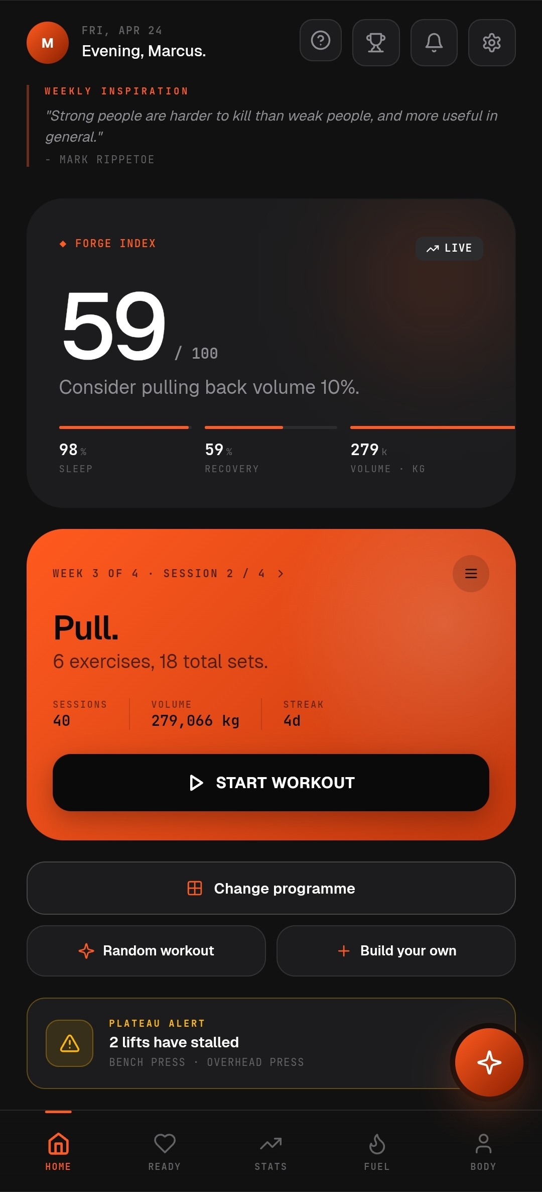 Forge home screen